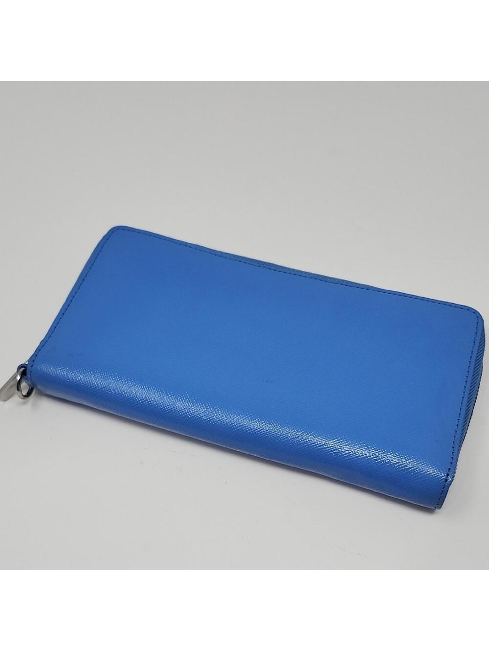 Nordstrom Blue Leather Zip Around Wallet Tan Interior Phone Wallet
